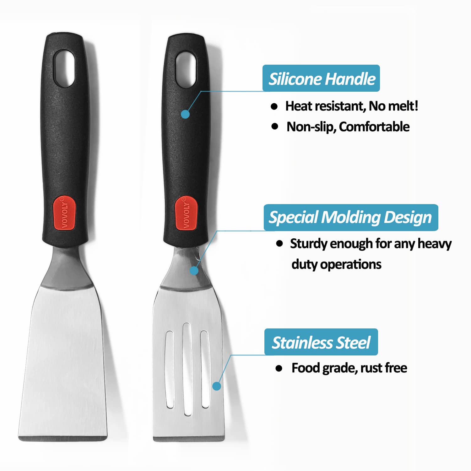 Vovoly Professional Mini Serving Spatula Set Stainless Steel Turner for Flipping Cooking Ideal for Brownies Tiramisu Cakes Lasagna Cookies - View 3 of 8