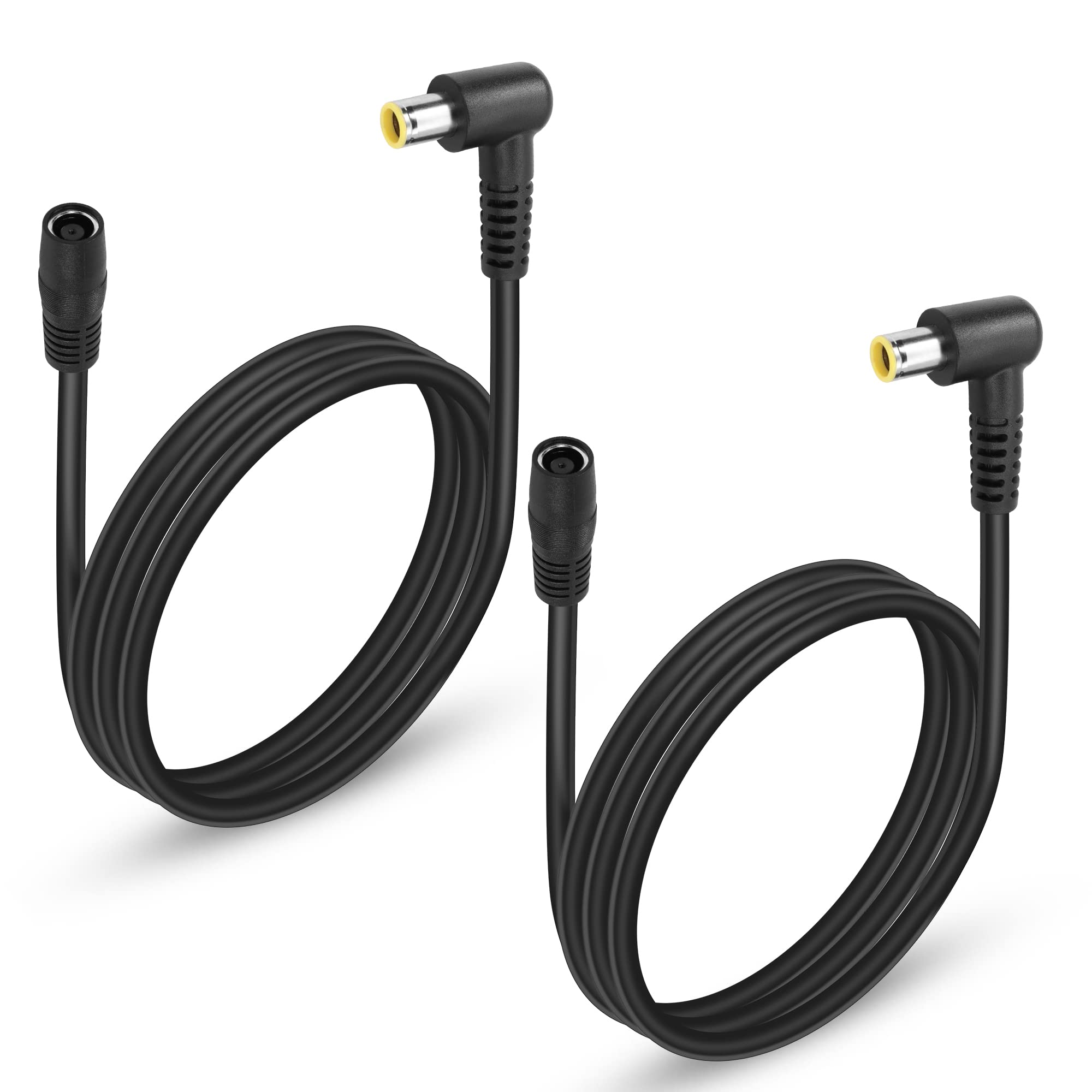 GINTOOYUN 2 Pcs DC7909 Power Cord 14AWG DC7.9mmx0.9mm Right Angle 90 Degree Male to DC7.9mmx0.9mm Female Power Extension Cable for Solar
