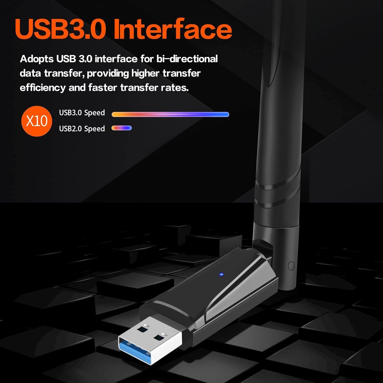 BUANIIH High Speed USB WiFi Adapter 1300Mbps Dual Band 2.4GHz 5GHz with 5dBi Antenna Compatible with Windows and Mac OS - View 3 of 6