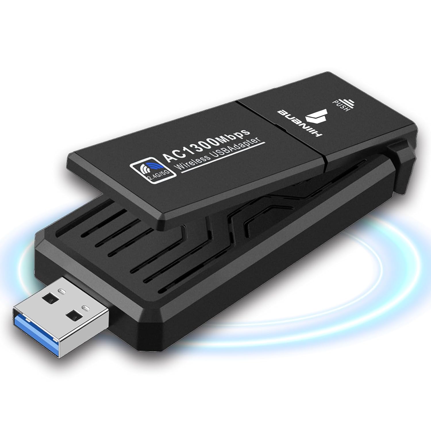 BUANIIH WiFi Adapter AC1300Mbps for Desktop PC Dual-Band Long Range USB 3.0 High Gain Antenna Compatible with Windows and Mac OS