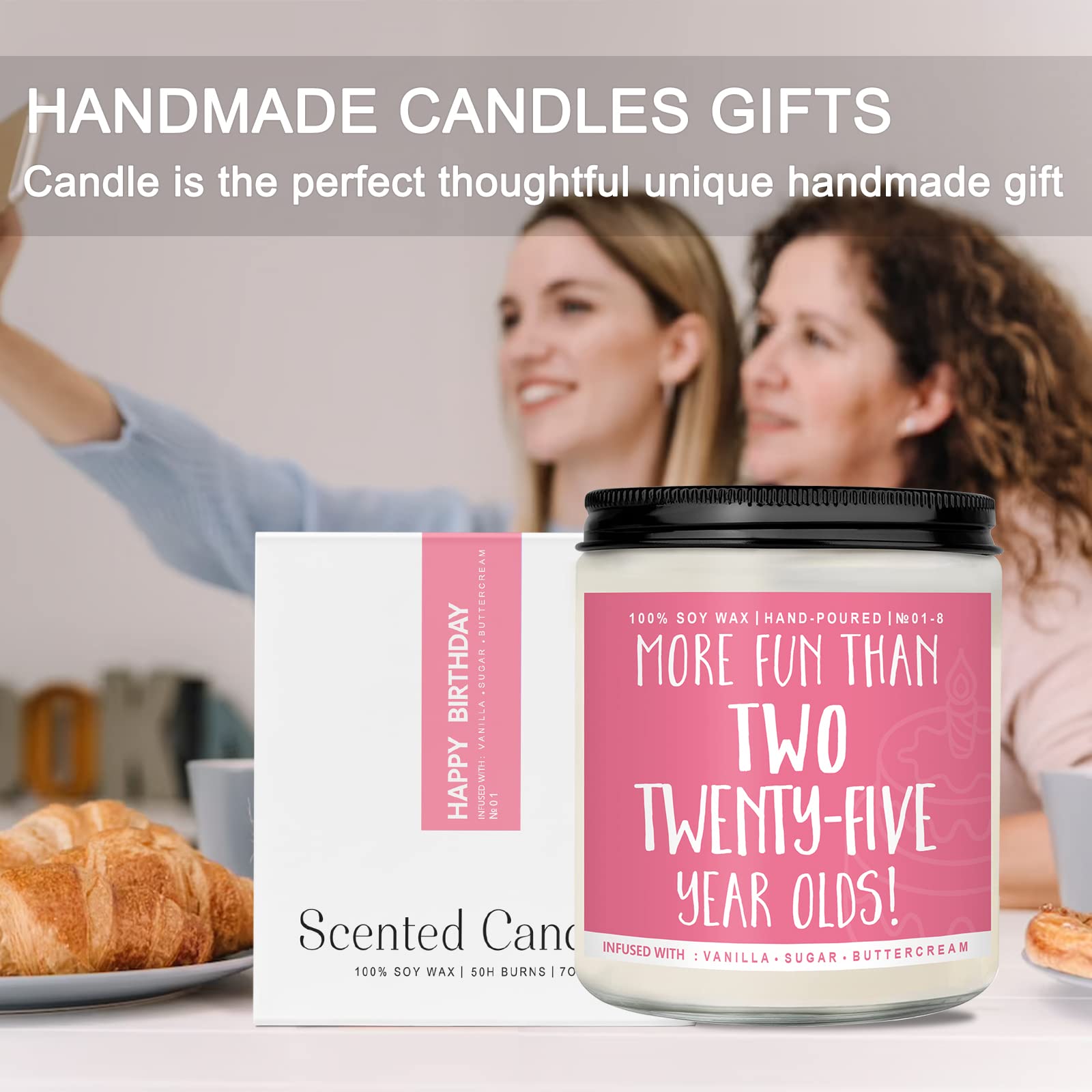 Auelife Auelife 50th Birthday Gifts for Women Funny Vanilla Cream Candle Perfect Present for Mom Friends Wife Sister - View 2 of 7