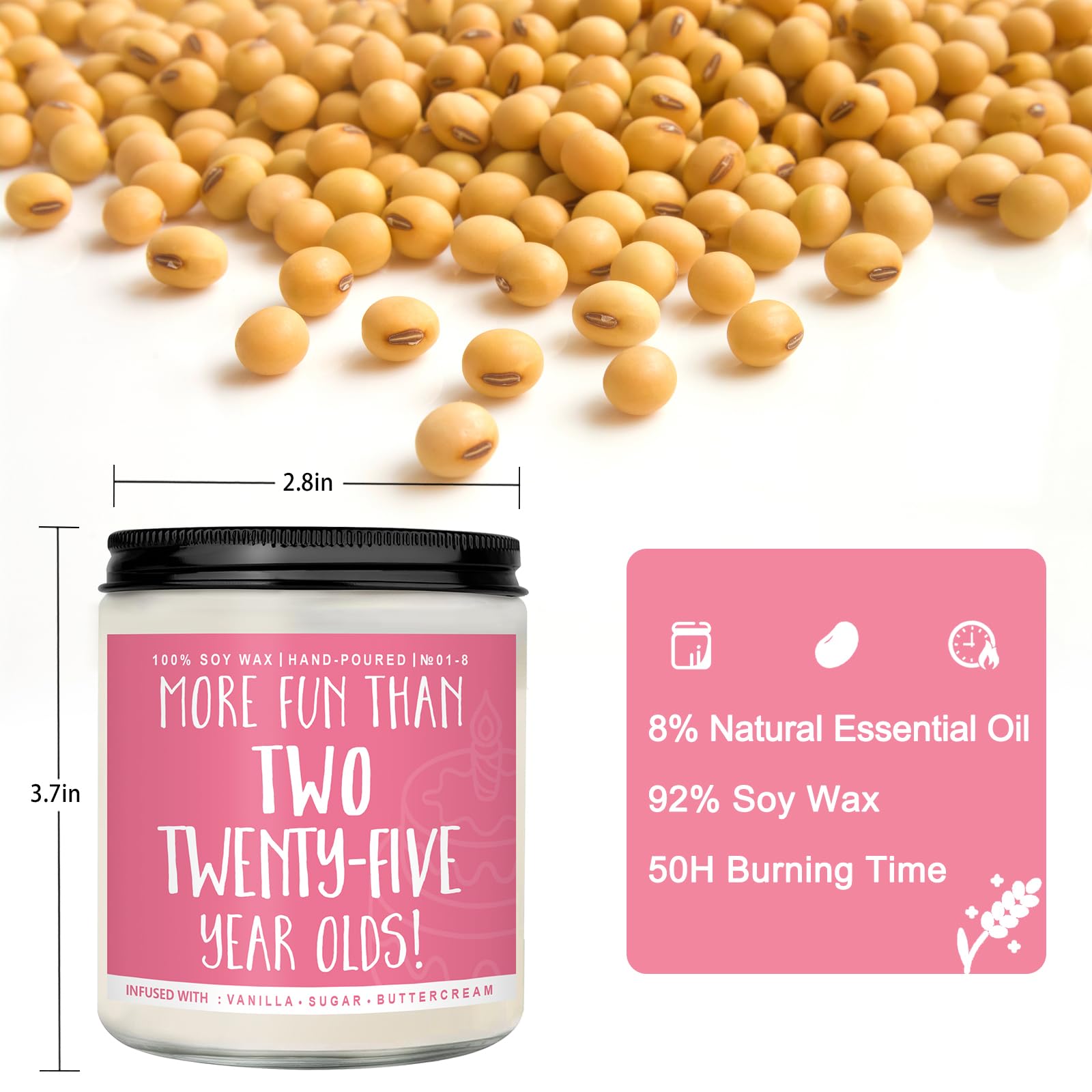 Auelife Auelife 50th Birthday Gifts for Women Funny Vanilla Cream Candle Perfect Present for Mom Friends Wife Sister - View 5 of 7