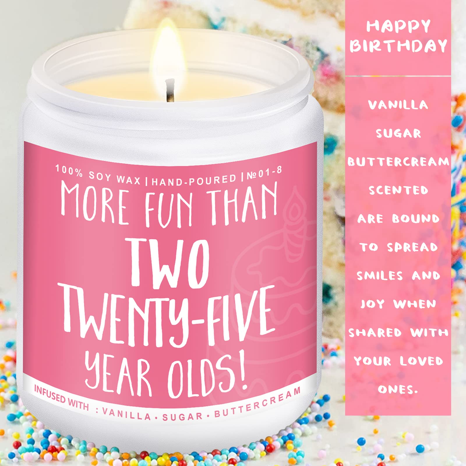 Auelife Auelife 50th Birthday Gifts for Women Funny Vanilla Cream Candle Perfect Present for Mom Friends Wife Sister - View 6 of 7
