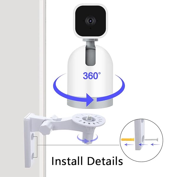OYOCAM OYOCAM Wall Mount Compatible with WYZE Cam Pan V3/V2 Blink Mini Pan-Tilt Cam, Adjustable Security Wall Mount Bracket 180 Degree Rotation Ceiling Mounting Wall Mounting Kit - View 5 of 8