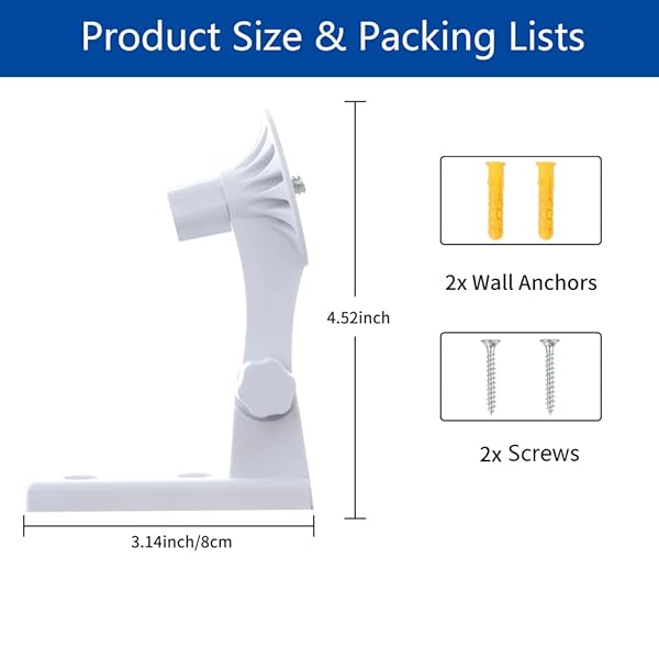 OYOCAM OYOCAM Wall Mount Compatible with WYZE Cam Pan V3/V2 Blink Mini Pan-Tilt Cam, Adjustable Security Wall Mount Bracket 180 Degree Rotation Ceiling Mounting Wall Mounting Kit - View 6 of 8