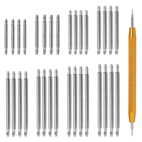 Sliverdew 33 Pcs Watch Pins Replacement Kit with Heavy Duty Stainless Steel Spring Bar Tool for Watch Band Repair and Removal 8 Sizes