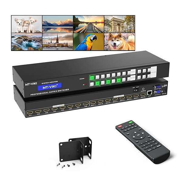 MT-VIKI MT-VIKI 4K HDMI Matrix Switch 8x8: Web GUI, IR Remote, Rack Mount, EDID, RS232, LAN - Ultimate 4K Splitter & Switcher