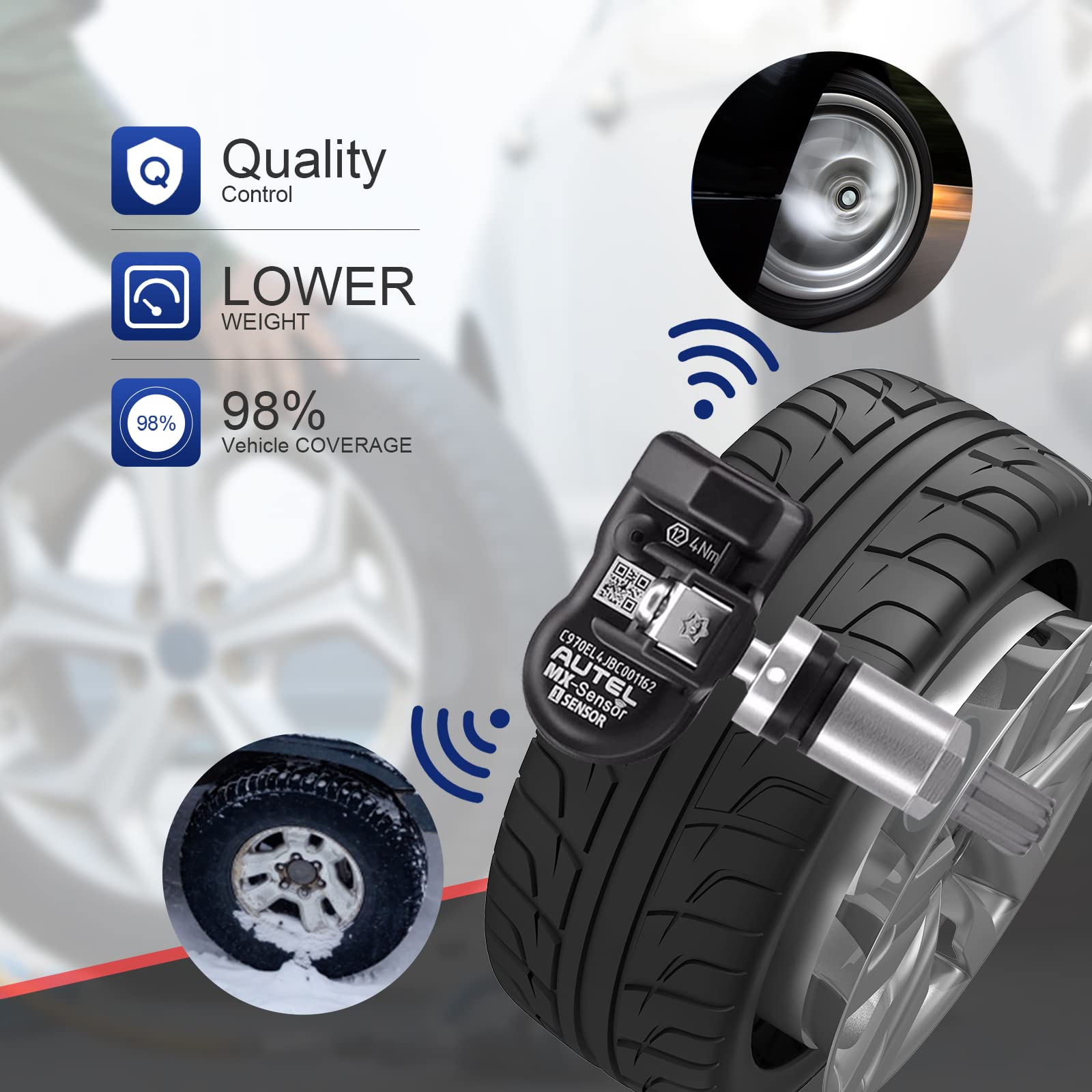 Autel TPMS Sensor MX-Sensor Tire Pressure Sensor 1-Sensor 315MHz +433MHz Dual Frequency Tire Replacement Sensor Universal Programmable TPMS Sensors - View 3 of 7