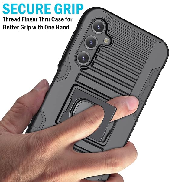 Nakedcellphone Rugged Clip Case for Galaxy A14 5G - Nakedcellphone Grip Cover & Belt Holster - Black - View 5 of 11