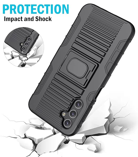 Nakedcellphone Rugged Clip Case for Galaxy A14 5G - Nakedcellphone Grip Cover & Belt Holster - Black - View 7 of 11