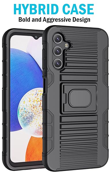 Nakedcellphone Rugged Clip Case for Galaxy A14 5G - Nakedcellphone Grip Cover & Belt Holster - Black - View 10 of 11