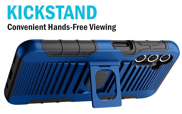 Nakedcellphone Galaxy A14 5G Case with Clip & Stand - Rugged Ring Grip Cover & Belt Holster for Samsung SM-A146 - Blue - View 6 of 11