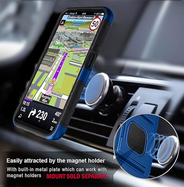 Nakedcellphone Galaxy A14 5G Case with Clip & Stand - Rugged Ring Grip Cover & Belt Holster for Samsung SM-A146 - Blue - View 9 of 11