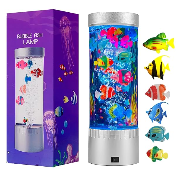 impcenst Impcenst Bubble Fish Lamp LED Aquarium Sensory Light 15ft Colorful Bubble Tube for Bedroom Kids Room Living Room Party