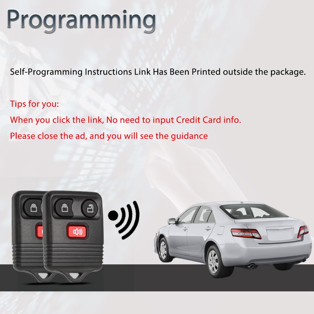 SUPALAND Key Fob Keyless Entry Fits for Ford F150 F250 F350 Explorer Expedition 1998-2016 Ranger Escape Edge E150 Freestar Lincoln Navigator Mazda 3 - View 4 of 6