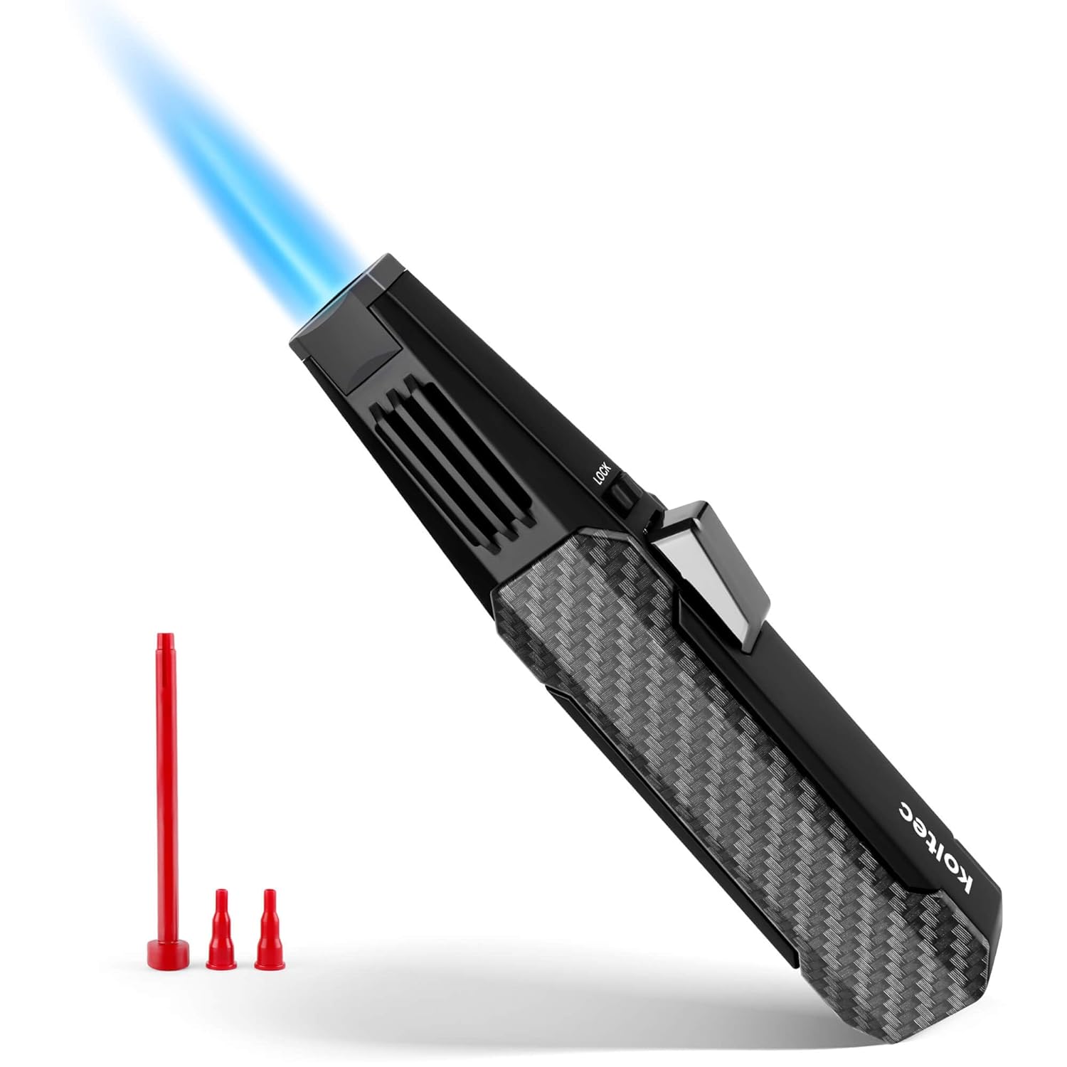 KOLTEC KOLTEC Butane Torch Windproof Cooking Lighter Adjustable Jet Flame Kitchen Tool Gift Box Black