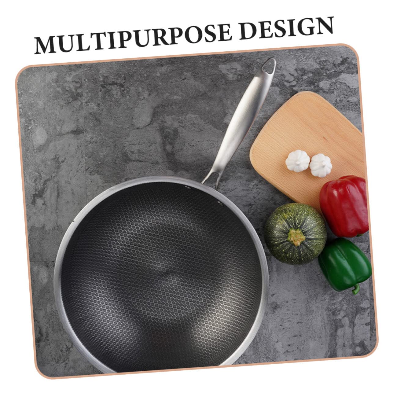 Yardwe Yardwe Stainless Steel Wok Pan Nonstick 150 Inch Ideal for Cooking Stir Fry and More - View 6 of 9