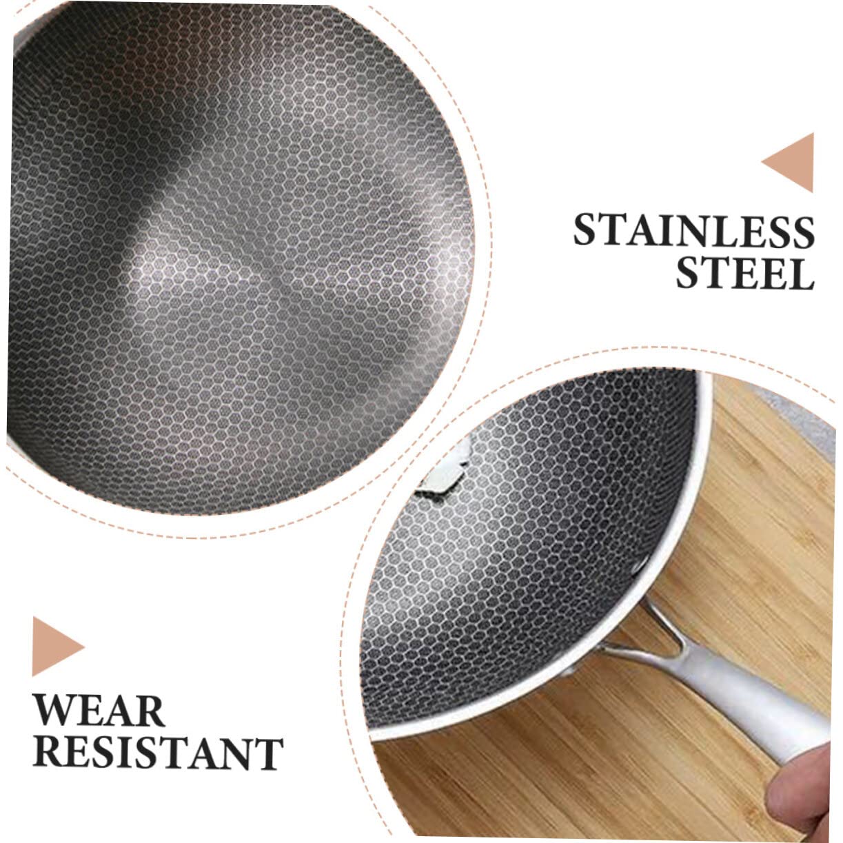 Yardwe Yardwe Stainless Steel Wok Pan Nonstick 150 Inch Ideal for Cooking Stir Fry and More - View 9 of 9