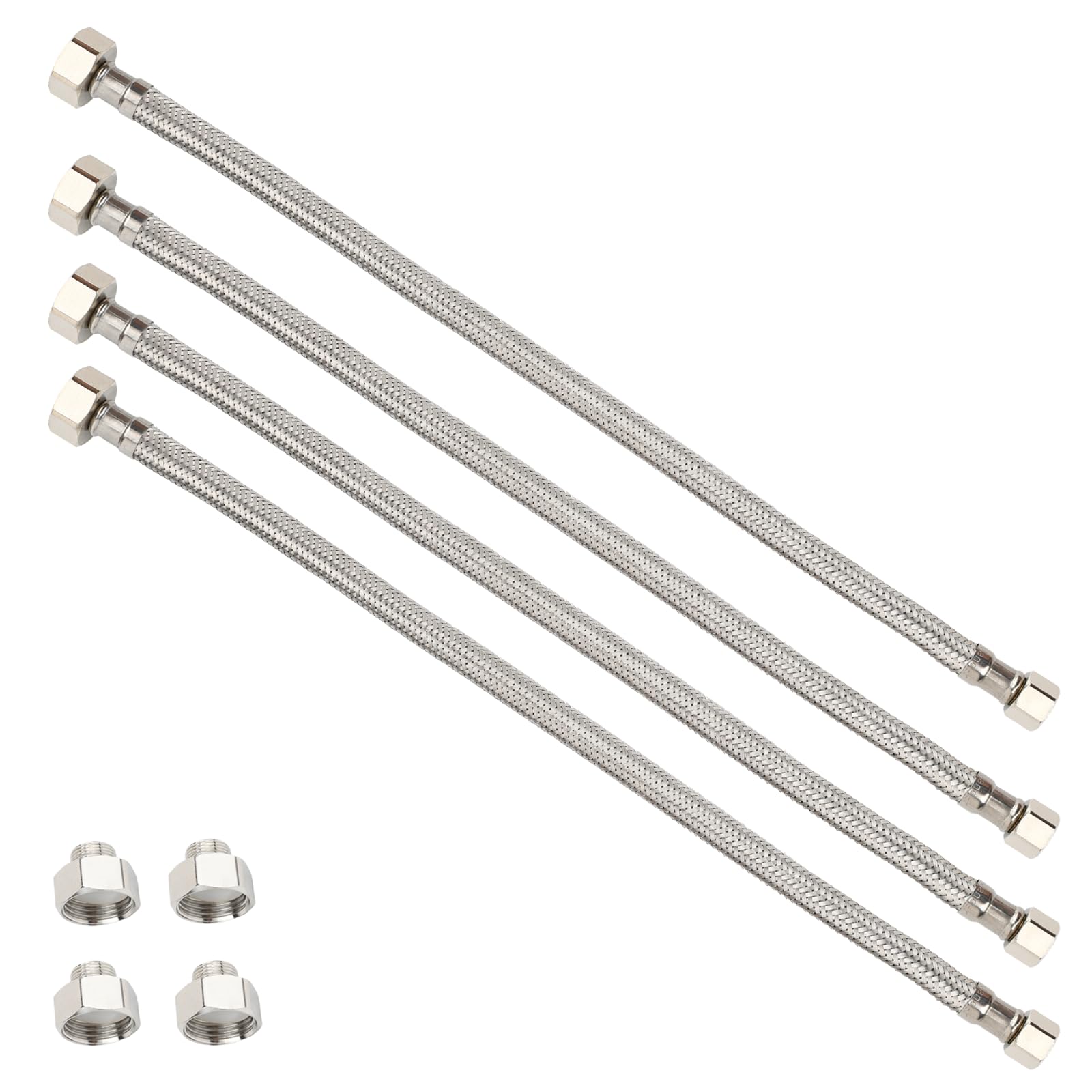 Klabb Klabb 24 Inch Bathroom Kitchen Faucet Connector Braided Stainless Steel Supply Hose 3/8 Inch Female Compression Thread M10 Male Connector 4Pcs