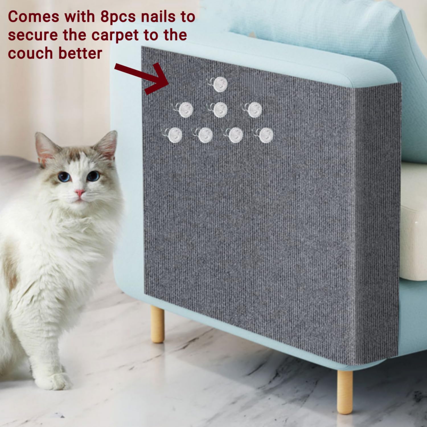 SHENGOCASE SHENGOCASE Trimmable Self-Adhesive Carpet Mat Pad 78.7"x15.8" for Cat Tree Shelves Wall Furniture Steps and Couch Protection - View 4 of 8