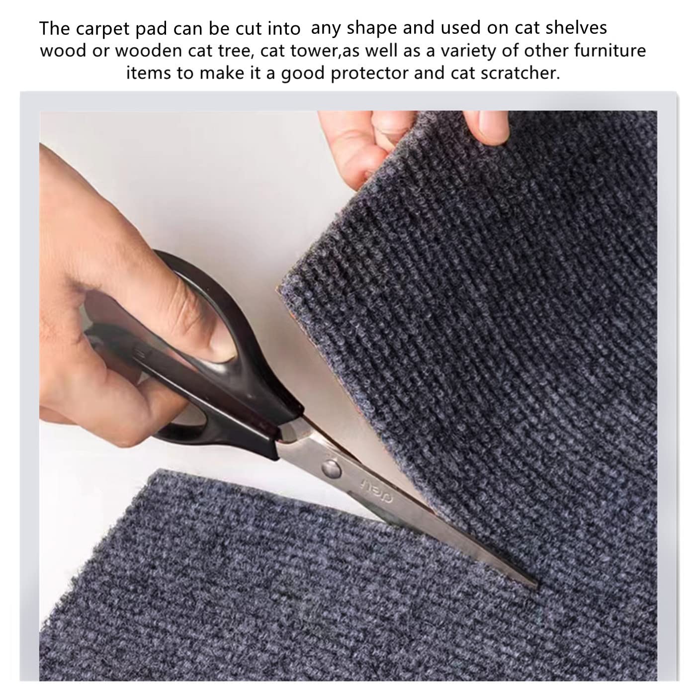 SHENGOCASE SHENGOCASE Trimmable Self-Adhesive Carpet Mat Pad 78.7"x15.8" for Cat Tree Shelves Wall Furniture Steps and Couch Protection - View 8 of 8