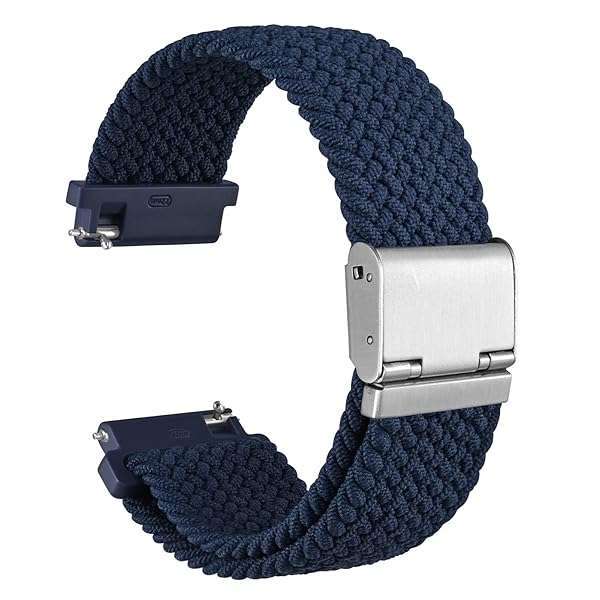 WOCCI 20mm Braided Nylon Watch Band - Quick Release, Blue for Men & Women with Silver Stainless Steel Buckle