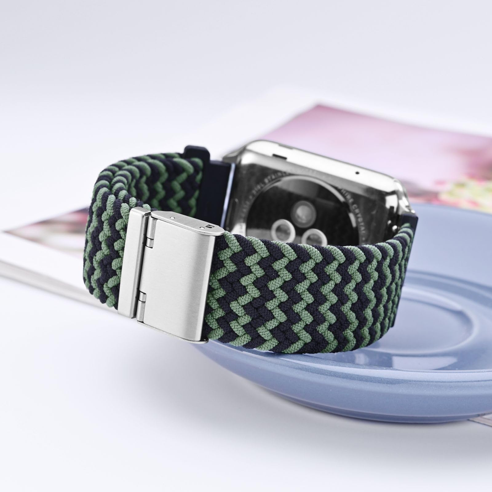 WOCCI WOCCI 18mm Braided Nylon Watch Band - Quick Release, Green Black for Men & Women with Silver Stainless Steel Buckle - View 2 of 9