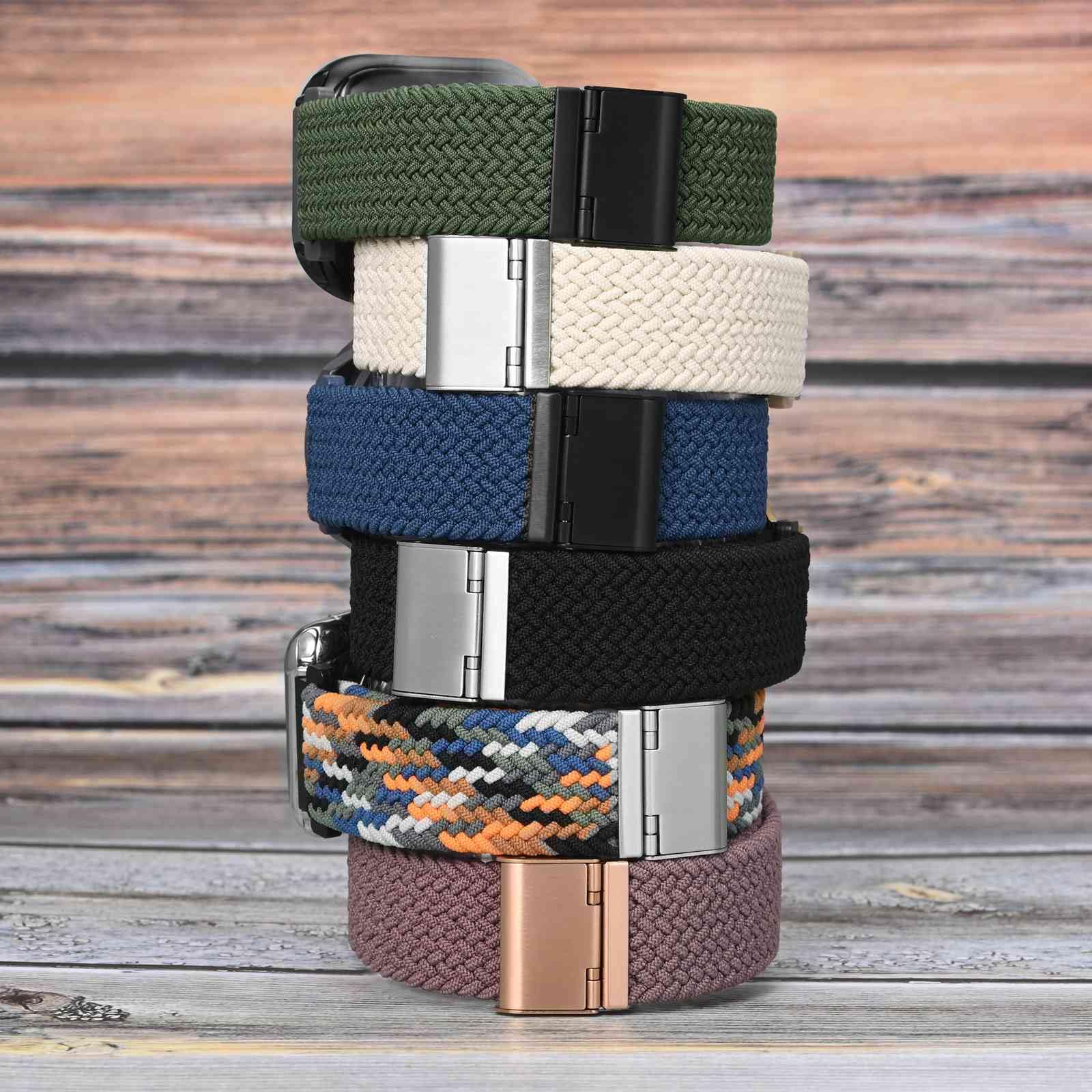 WOCCI WOCCI 18mm Braided Nylon Watch Band - Quick Release, Green Black for Men & Women with Silver Stainless Steel Buckle - View 8 of 9