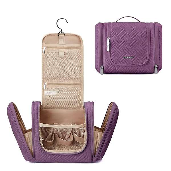 BAGSMART Shop BAGSMART Hanging Travel Toiletry Bag for Women - Purple Medium Organizer for Makeup, Shampoo & Accessories