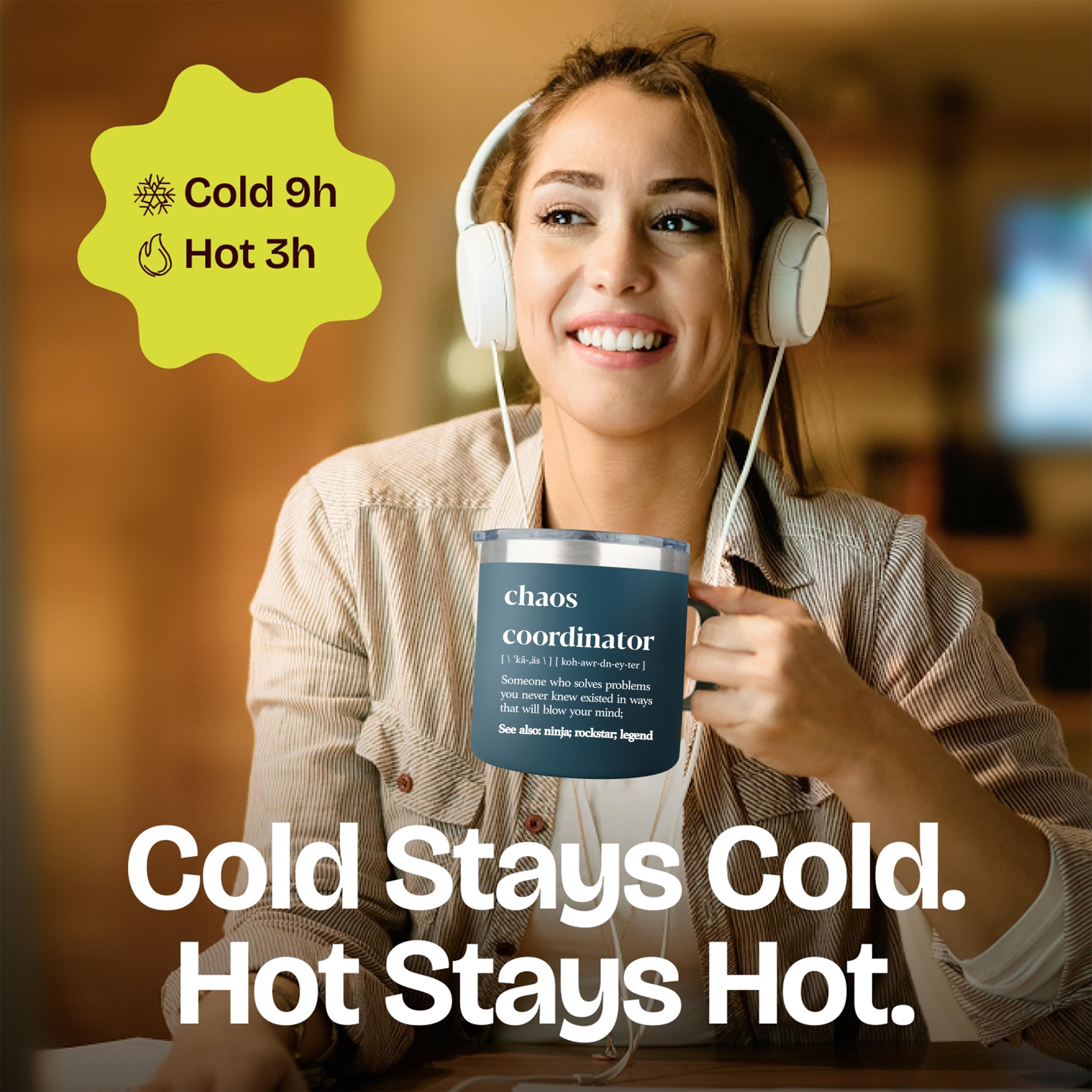 KLUBI Chaos Coordinator Tumbler 14 Ounce Navy Gift for Administrative Professionals Bosses Day Promotion Leaving Gifts for Women - View 6 of 8