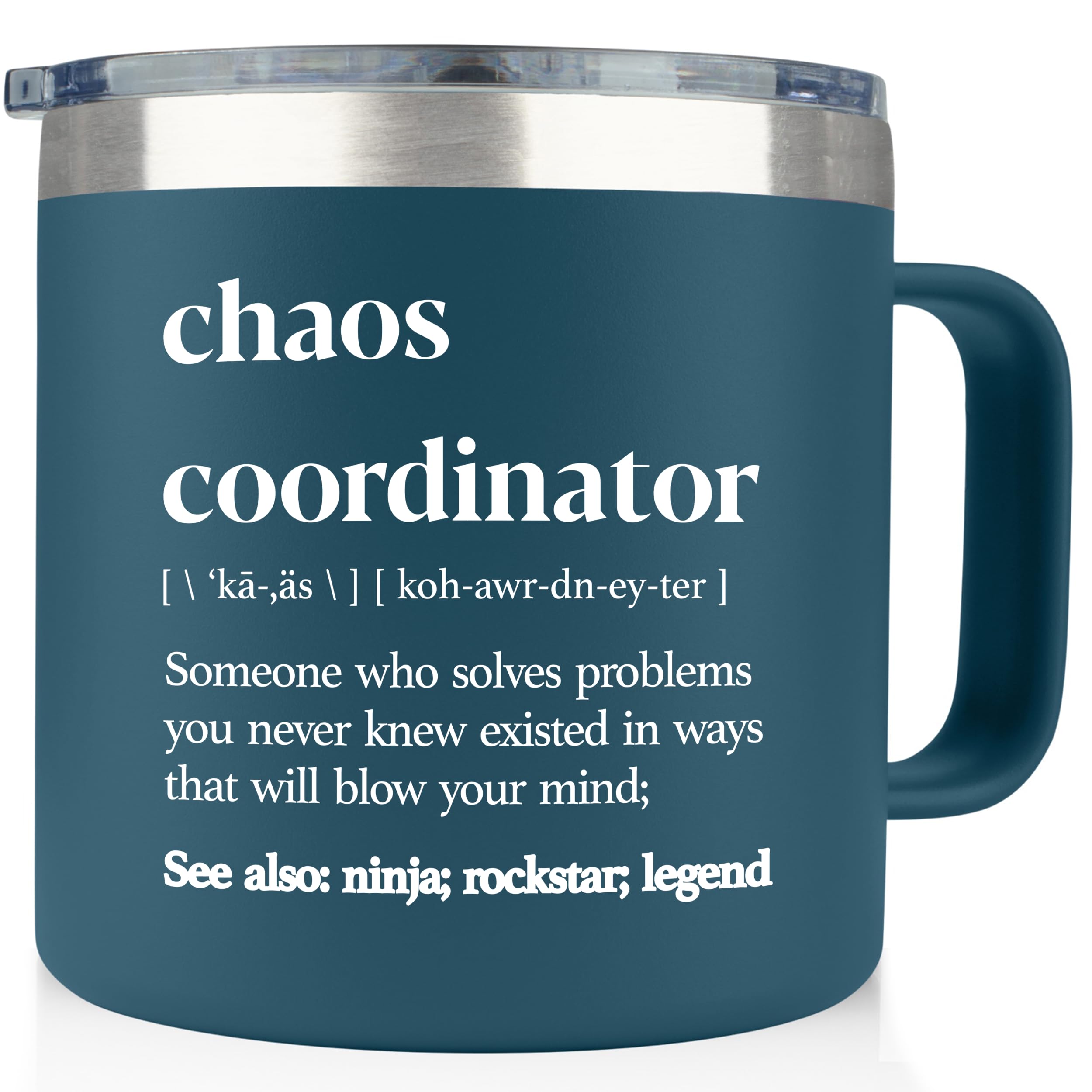 KLUBI Chaos Coordinator Tumbler 14 Ounce Navy Gift for Administrative Professionals Bosses Day Promotion Leaving Gifts for Women