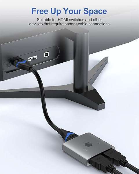 ApoJodly Buy ApoJodly 4K HDMI Cable 6 inch - High Speed 0.5FT Cord for PS5, Xbox, HDTV, 18Gbps, HDR, 3D, HDCP 2.2, ARC - View 4 of 8