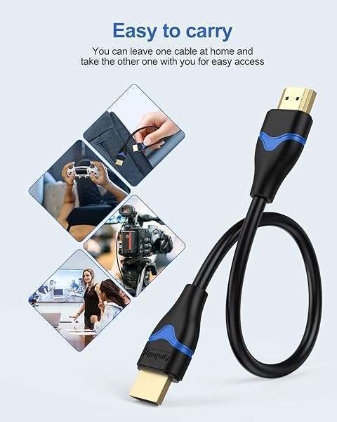 ApoJodly Buy ApoJodly 4K HDMI Cable 6 inch - High Speed 0.5FT Cord for PS5, Xbox, HDTV, 18Gbps, HDR, 3D, HDCP 2.2, ARC - View 5 of 8