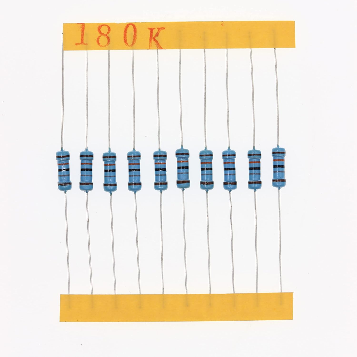 HUABAN 100 Pieces 0.5 Watts 1/2W 180K Ohm 1 Percent Metal Film Resistor for Reliable Circuit Performance
