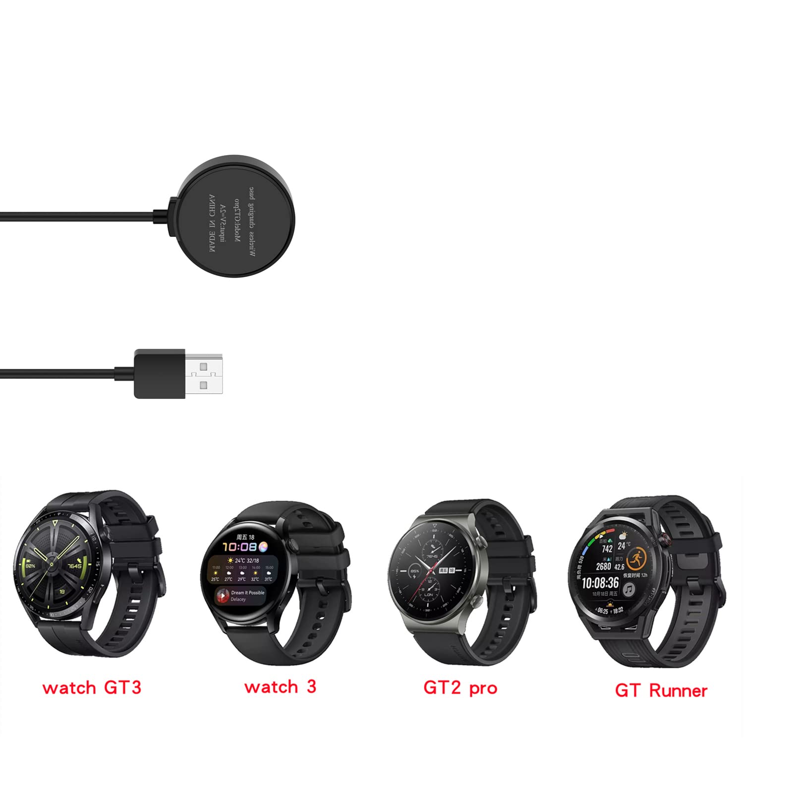 LOKEKE LOKEKE for Huawei Watch Ultimate USB Charging Cable Replacement USB Charger Charging Cable Cables for Huawei Watch Ultimate/Watch Buds/Watch GT Cyber/Watch GT3 Pro/D/GT 3/2 Pro - View 5 of 6