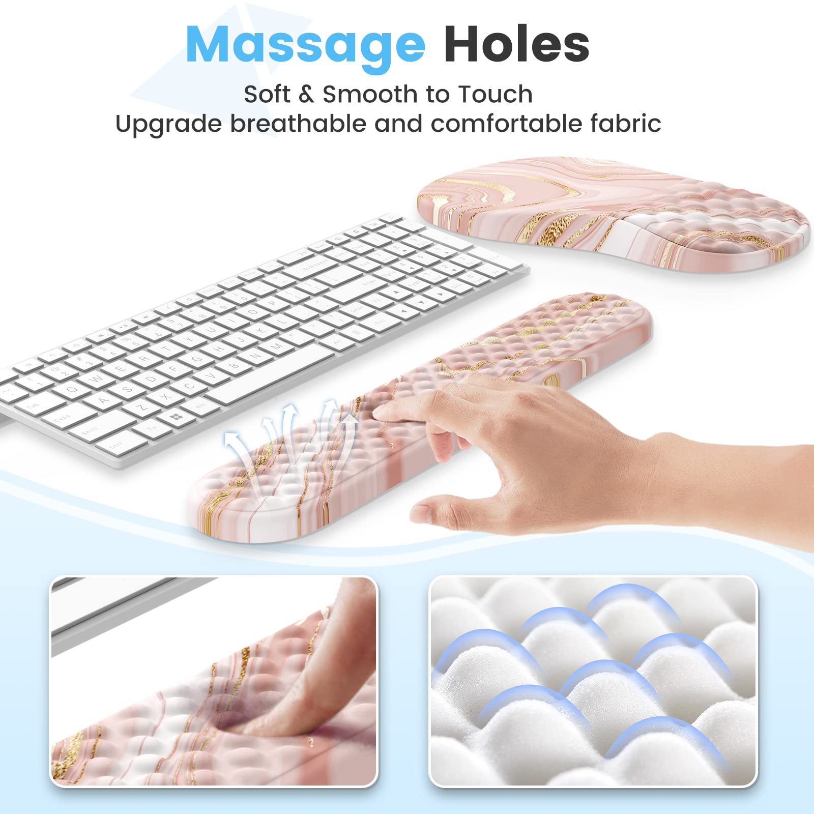 HAOCOO Keyboard Wrist Rest, Ergonomic Mouse Pad with Wrist Rest, 3 in 1 Keyboard and Mouse pad with Coaster Set, Memory Foam Wrist Support, Non-Slip - View 3 of 9