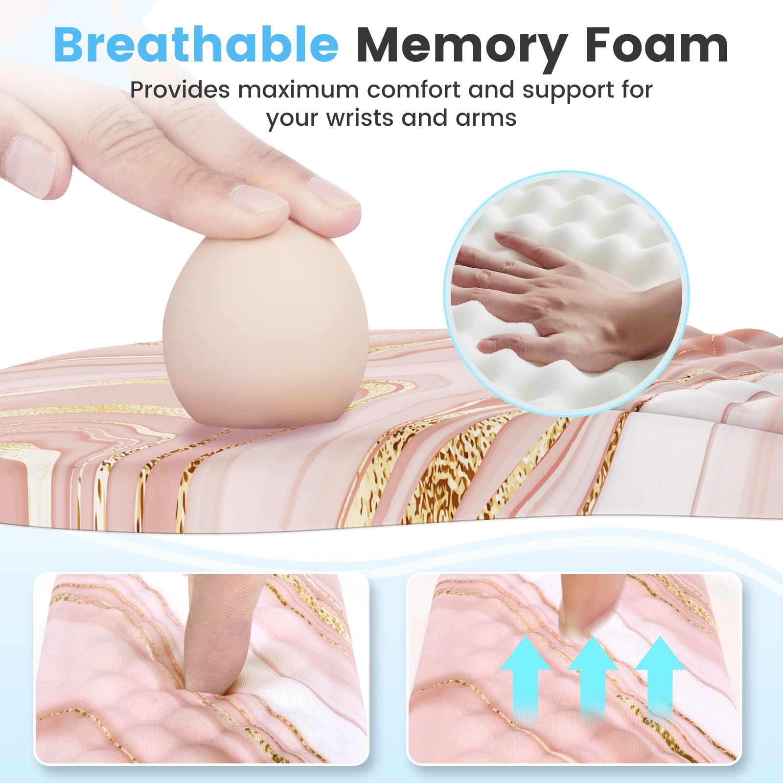 HAOCOO Keyboard Wrist Rest, Ergonomic Mouse Pad with Wrist Rest, 3 in 1 Keyboard and Mouse pad with Coaster Set, Memory Foam Wrist Support, Non-Slip - View 4 of 9