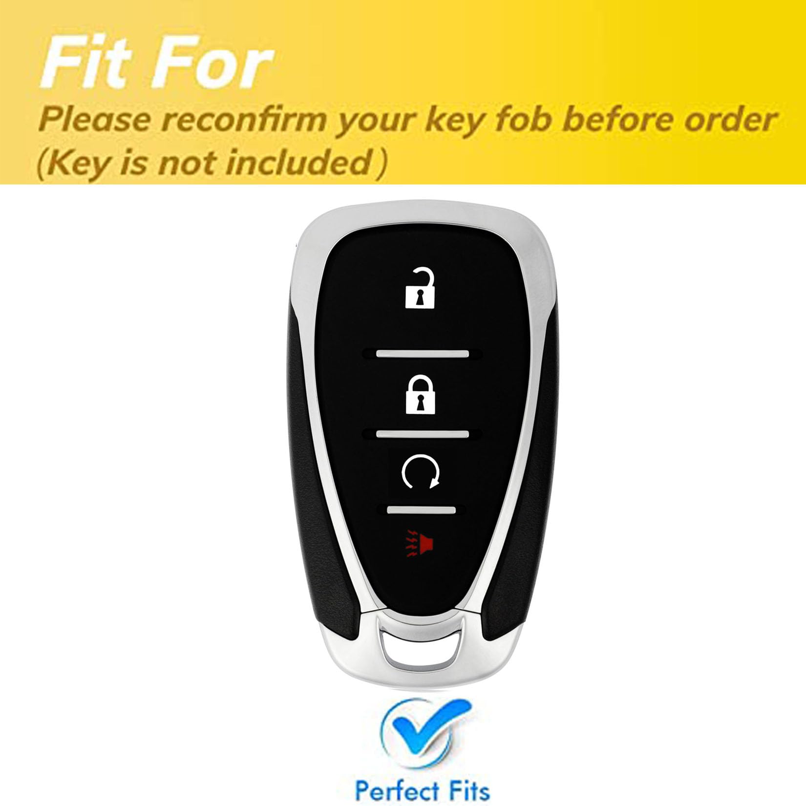 QIXIUBIA for Chevrolet Key Fob Cover Key Fob Shell with Keychain Fit for Chevy 2016-2020 Malibu Cruze Camaro Volt Blazer Traverse (for Chevy A, Black) - View 2 of 6