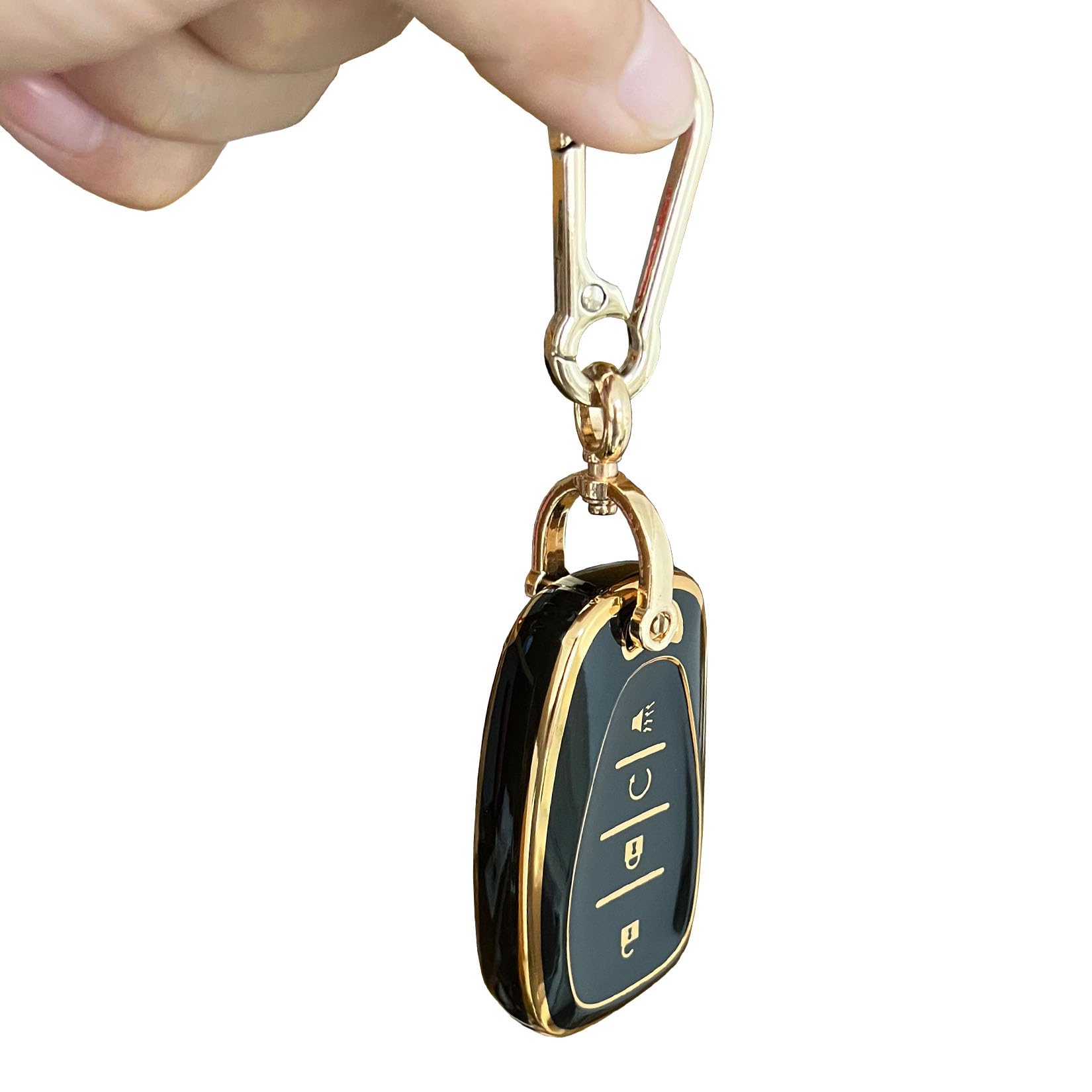 QIXIUBIA for Chevrolet Key Fob Cover Key Fob Shell with Keychain Fit for Chevy 2016-2020 Malibu Cruze Camaro Volt Blazer Traverse (for Chevy A, Black) - View 5 of 6