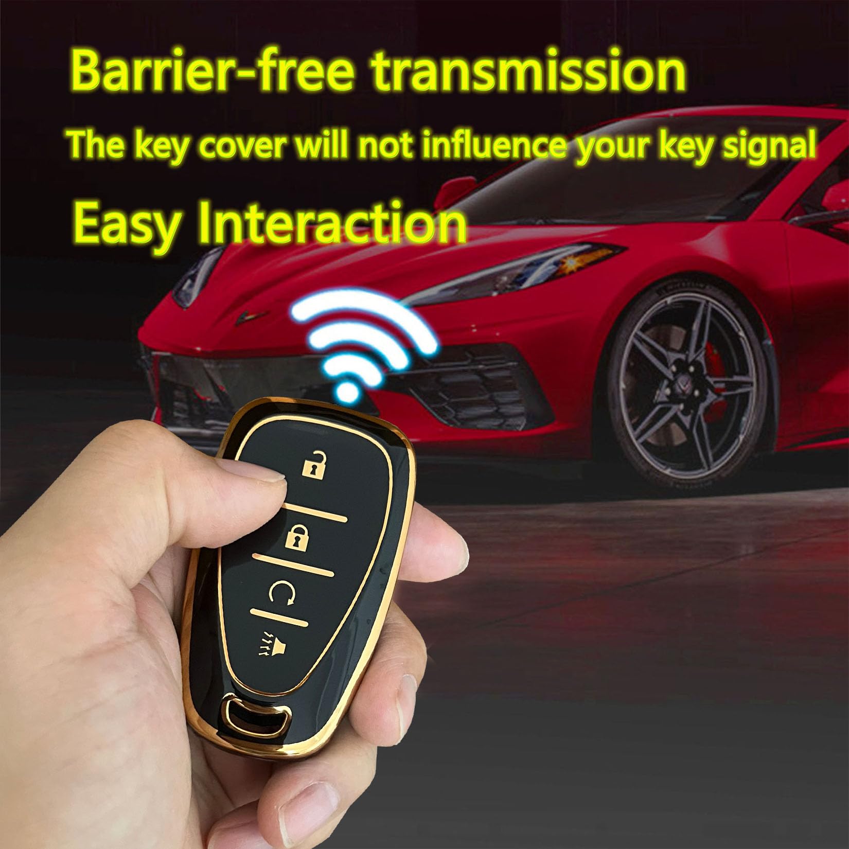 QIXIUBIA for Chevrolet Key Fob Cover Key Fob Shell with Keychain Fit for Chevy 2016-2020 Malibu Cruze Camaro Volt Blazer Traverse (for Chevy A, Black) - View 6 of 6