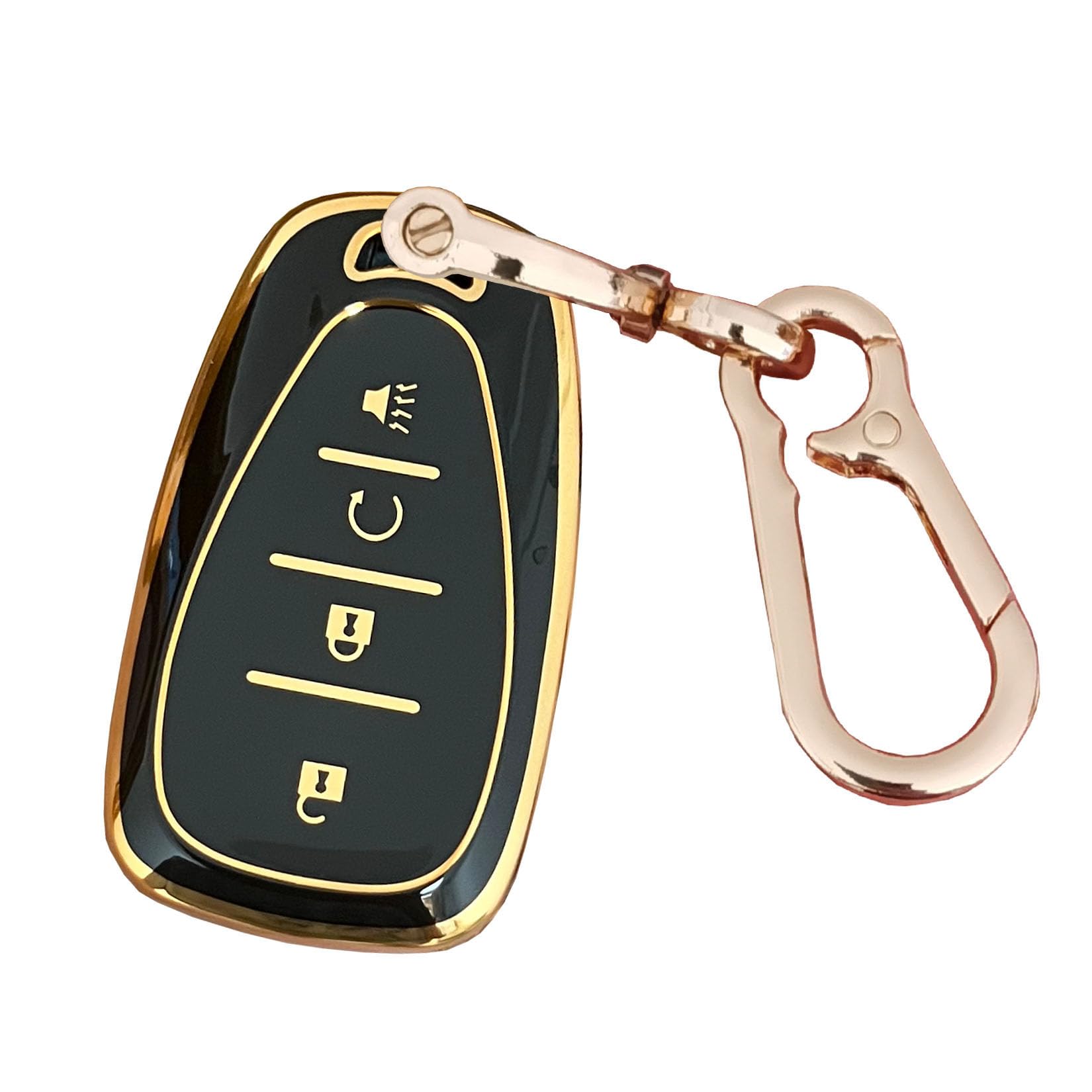 QIXIUBIA for Chevrolet Key Fob Cover Key Fob Shell with Keychain Fit for Chevy 2016-2020 Malibu Cruze Camaro Volt Blazer Traverse (for Chevy A, Black)