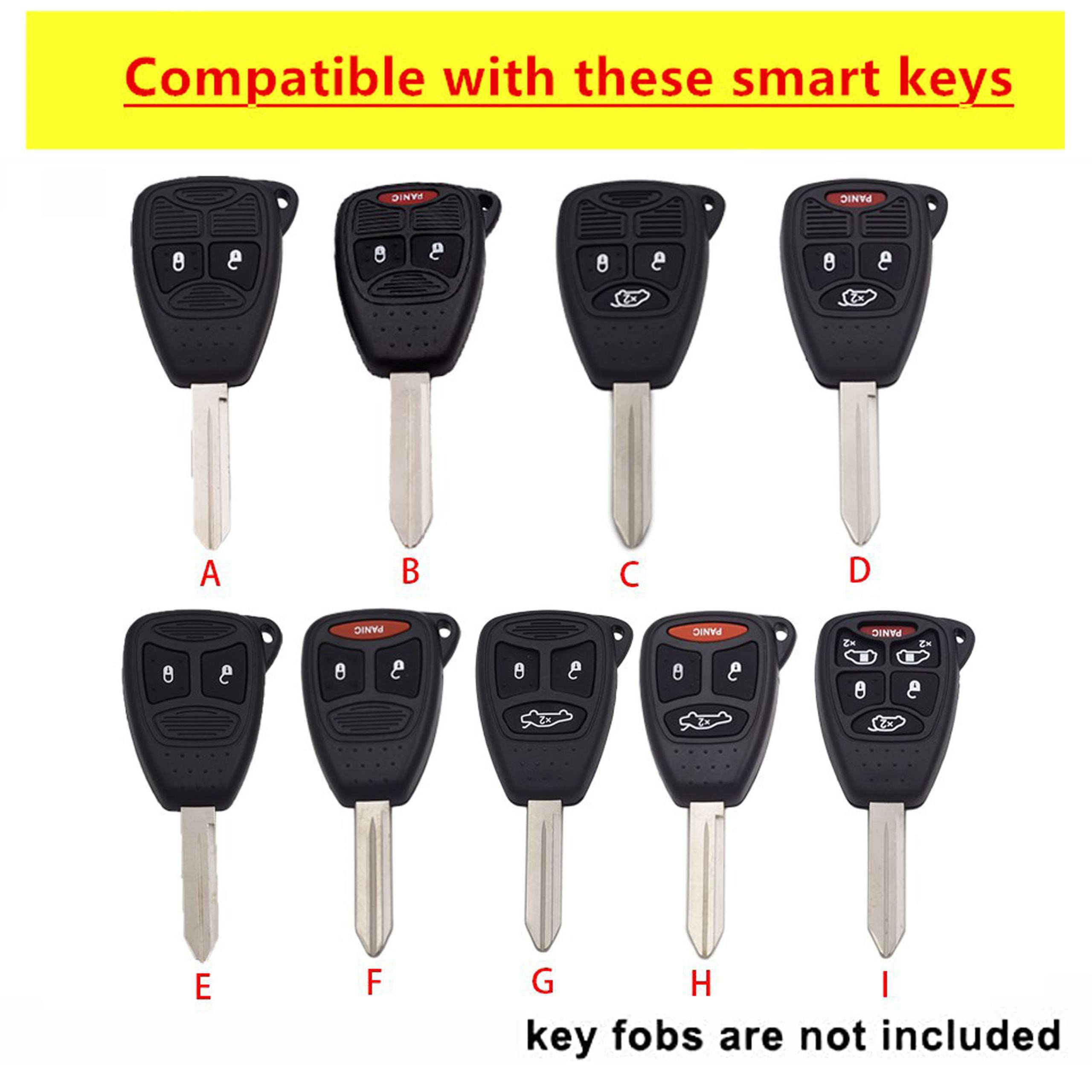 QIXIUBIA for Jeep Key Fob Cover Key Fob Shell with Keychain Fit for Chrysler 200 Aspen PT Cruiser Sebring Town Country Jeep Compass Patriot Wrangler - View 2 of 6