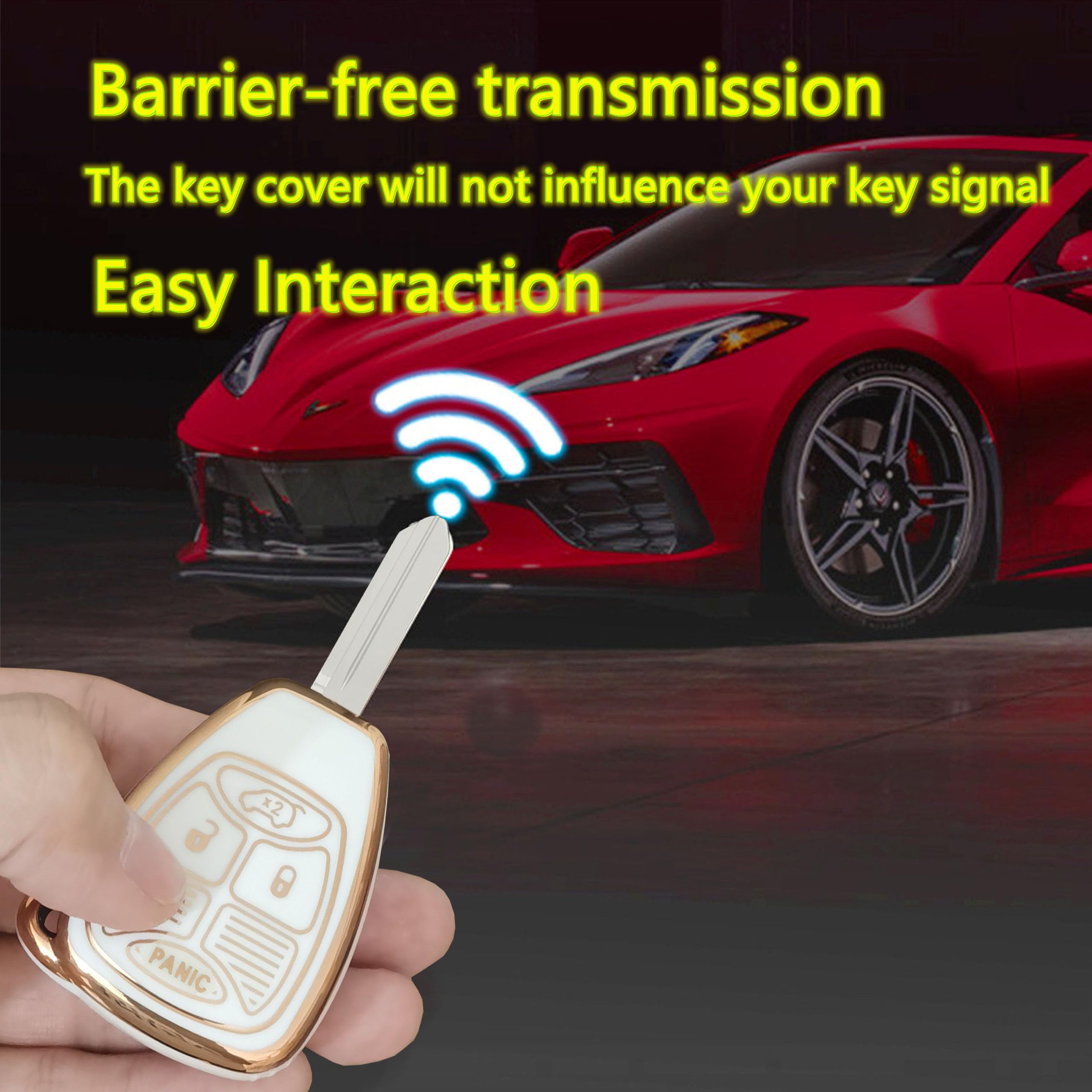 QIXIUBIA for Jeep Key Fob Cover Key Fob Shell with Keychain Fit for Chrysler 200 Aspen PT Cruiser Sebring Town Country Jeep Compass Patriot Wrangler - View 6 of 6