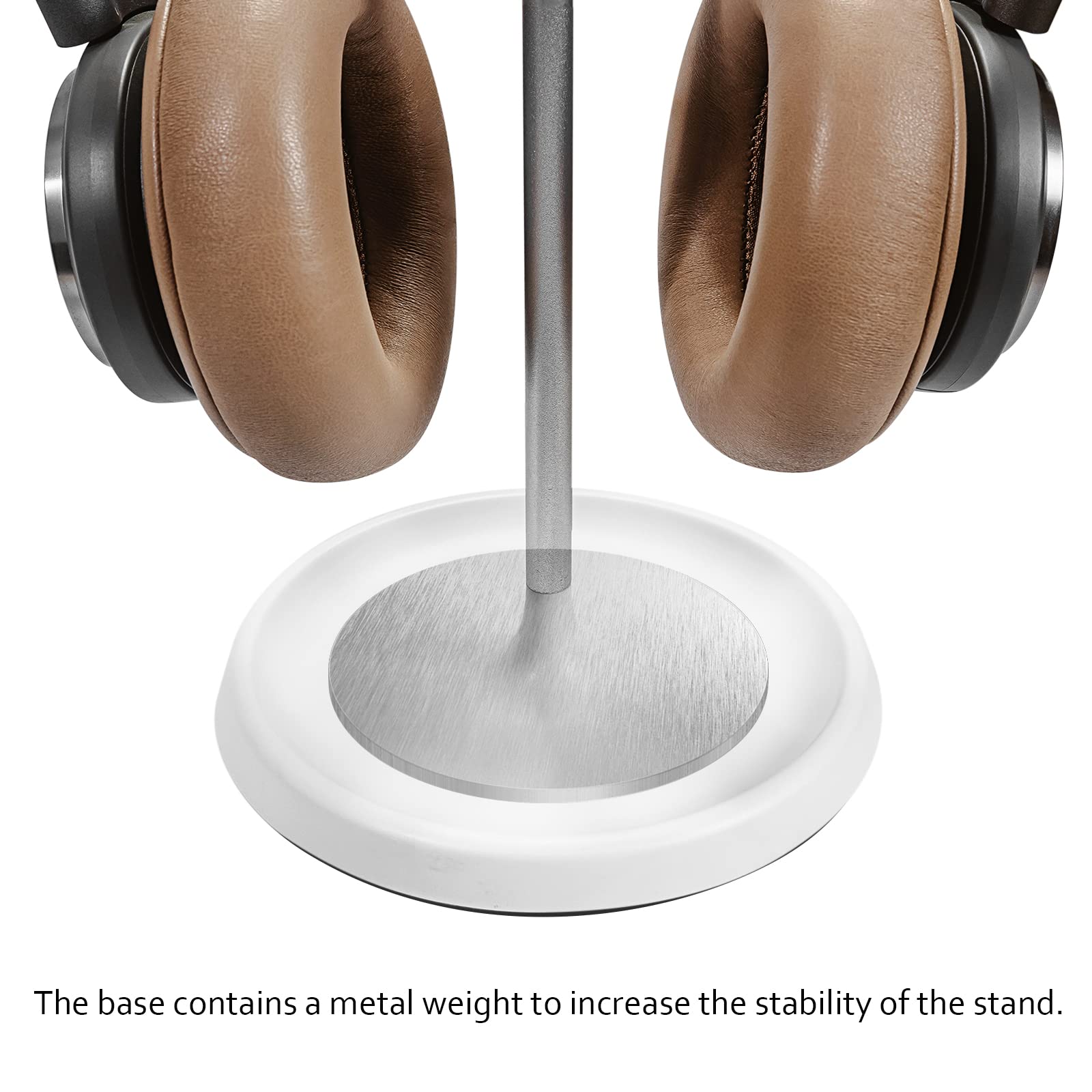QinCoon Curved Headphone Stand with Storage Tray Heavy Base Gaming Headset Holder for AirPods Max Beats Bose Sennheiser Sony and More White - View 5 of 7