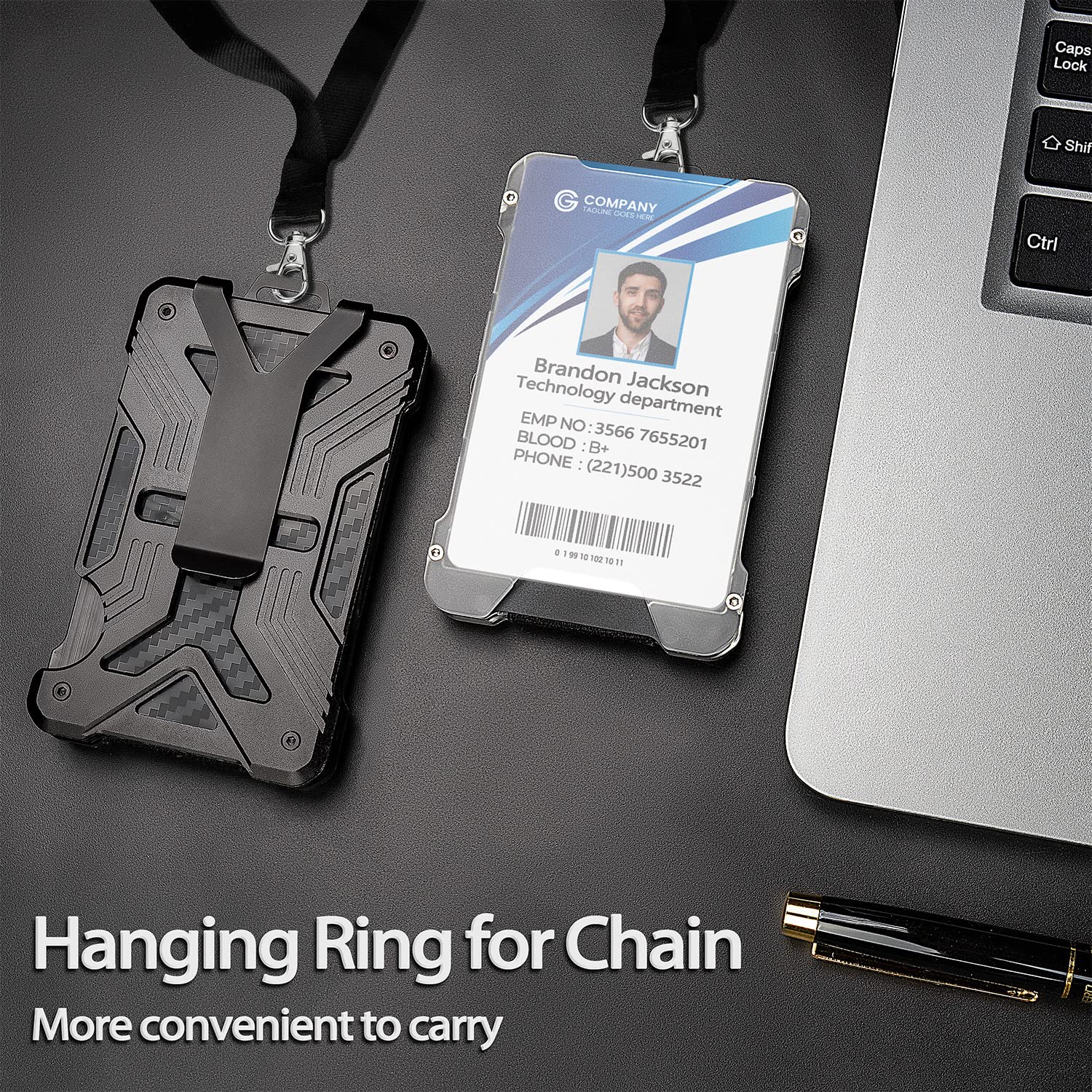 kullder Minimalist Carbon Fiber Wallet for Men Slim RFID Blocking Ultra-Thin Tactical Wallet with Clear ID Holder and Metal Money Clip Black - View 6 of 6