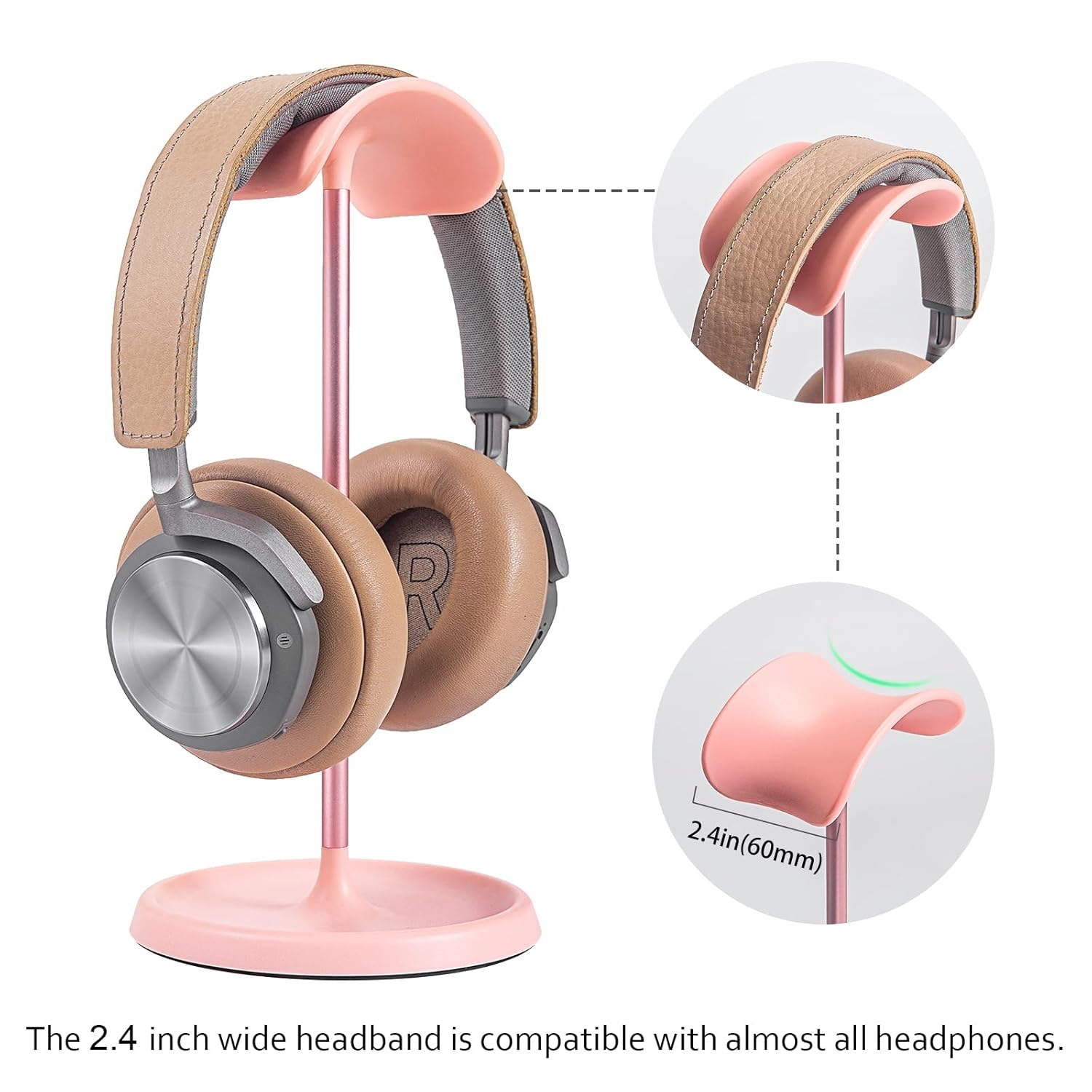 QinCoon Curved Headphone Stand with Storage Tray Heavy Base Gaming Headset Holder for AirPods Max Pro Beats Bose Sony and More Black - View 4 of 8