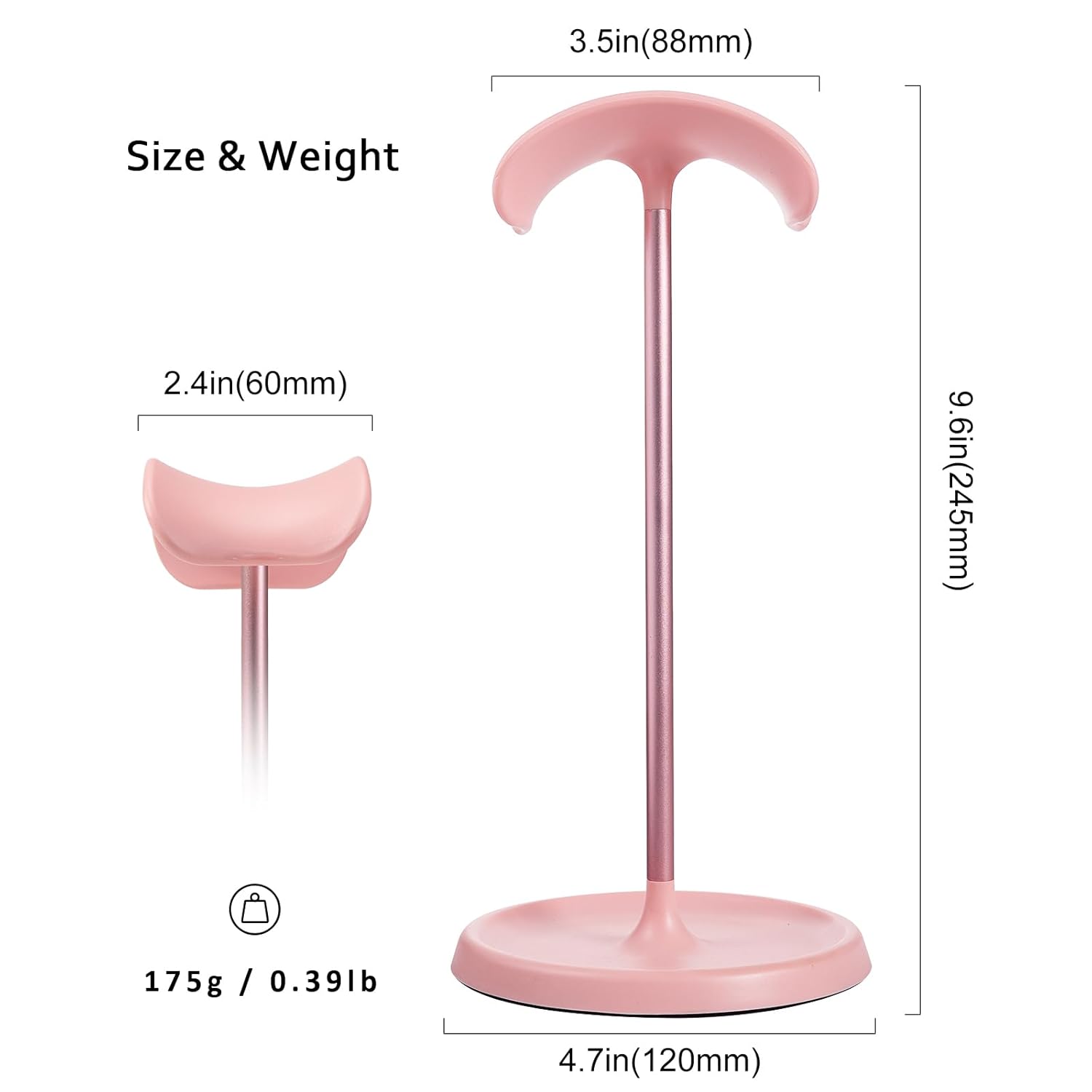 QinCoon Curved Headphone Stand with Storage Tray Heavy Base Gaming Headset Holder for AirPods Max Pro Beats Bose Sony and More Black - View 6 of 8