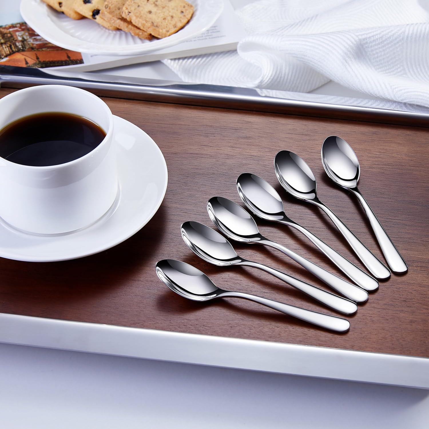 KEAWELL KEAWELL Premium Louise Demitasse Espresso Spoons Set of 6 Stainless Steel Mini Coffee Spoons Dishwasher Safe 18/10 Quality 4.7 Inches - View 2 of 9