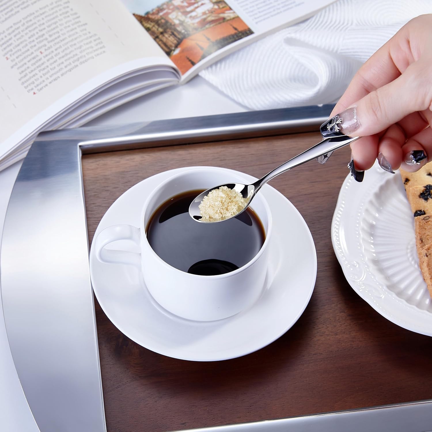 KEAWELL KEAWELL Premium Louise Demitasse Espresso Spoons Set of 6 Stainless Steel Mini Coffee Spoons Dishwasher Safe 18/10 Quality 4.7 Inches - View 5 of 9