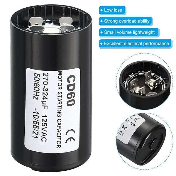 PATIKIL PATIKIL Motor Start Capacitor, 270-324uF/Mfd 125V 50/60Hz CD60 Run Capacitor Motor Starting Capacitor for Electric Motor Starts Running - View 6 of 7